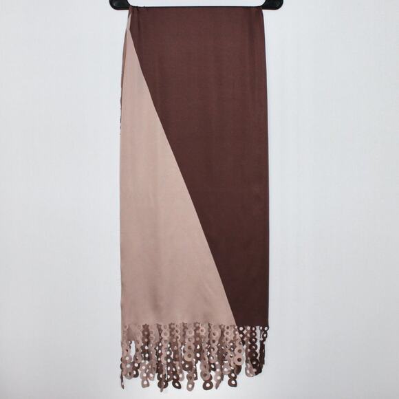 Brown Tones Brown Geometric Shawl Scarf Asymmetric - Picture 4 of 5